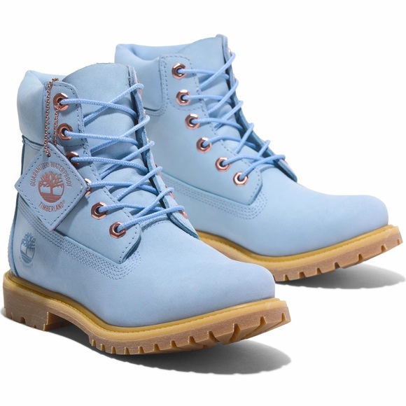 🩵 Timberland 6” Premium Waterproof Boots Light Blue 🩵 - Picture 1 of 6